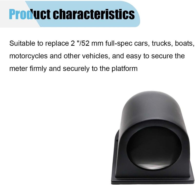 BDZMC Universal Black 2" 52mm Single Hole Gauge Dashboard Pod, ABS Plastic Car Dash Meter Cup Gauge Pod Mount Holder, Fit Most Cars, Trucks, Boats (Single Hole) - Image 3
